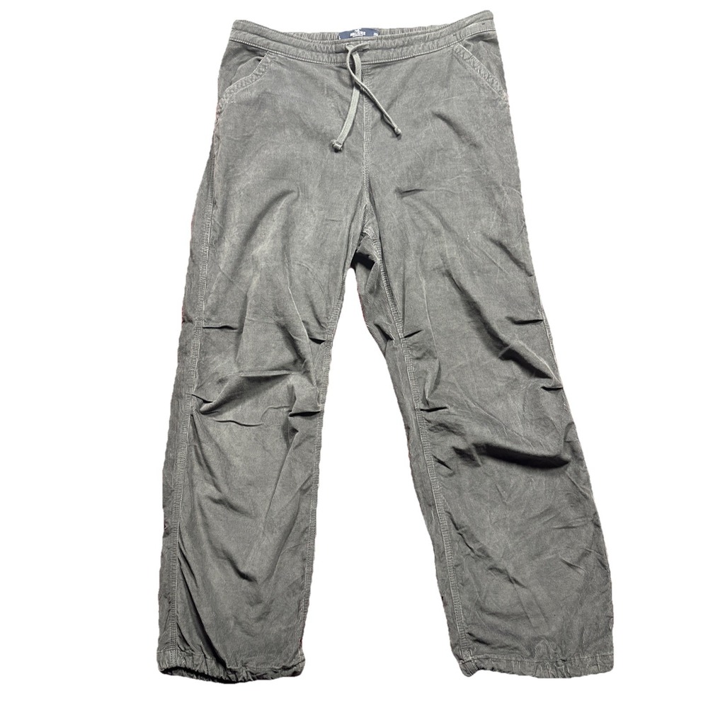 Hollister Adjustable Rise Parachute Baggy Cords Sz L 36/30 Gray Stretch Cuff